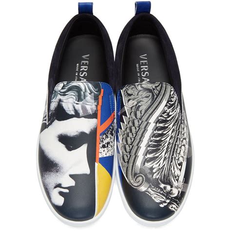 men versace slip on graphic|Versace slip ons.